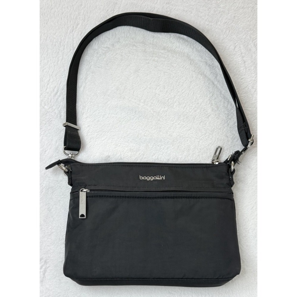 Baggallini Securtex RFID Anti-Theft Memento Crossbody Bag Black Many Pockets